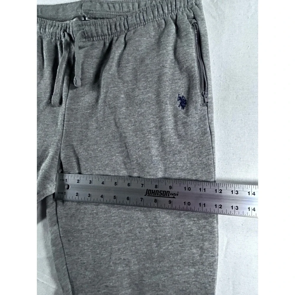 US Polo Assn Mens Heather Gray Fleece Jogger Sweatpants XL Zip Pockets‎ 11CB640